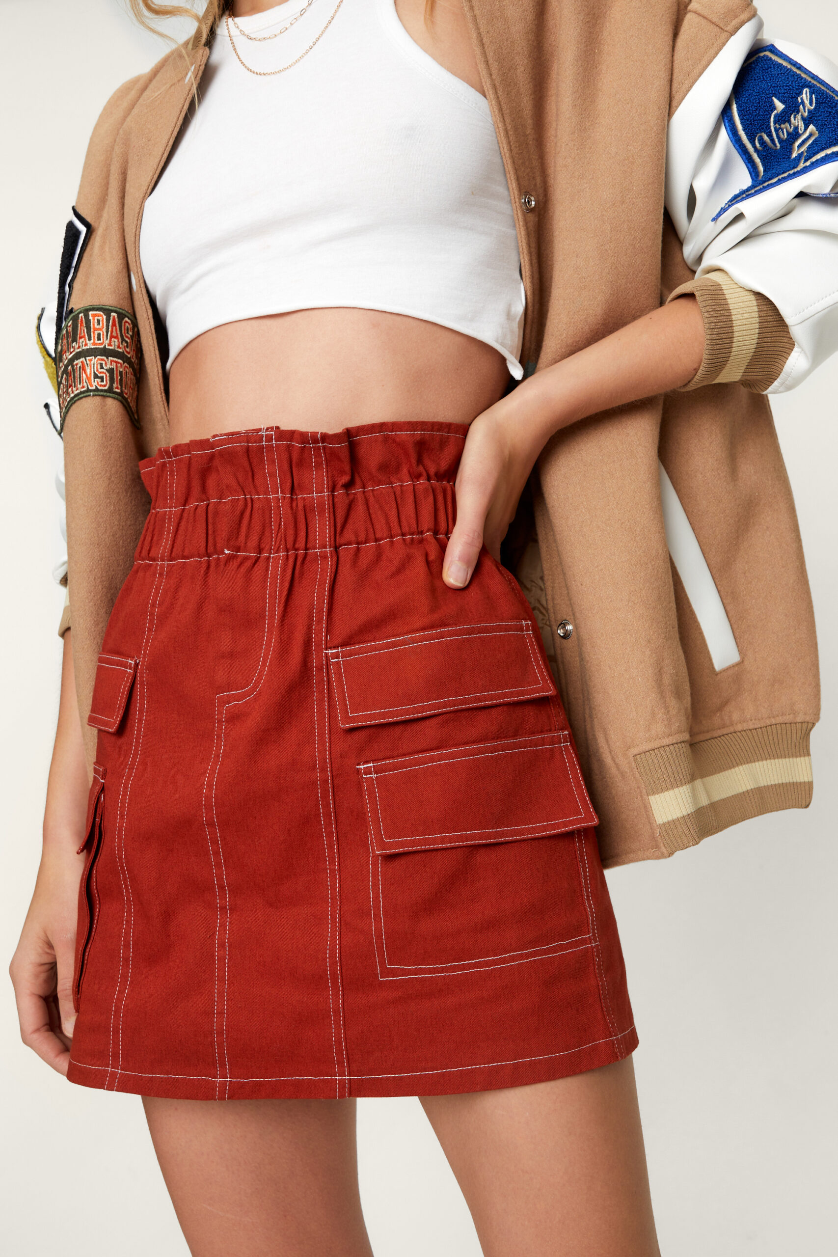 Waist Detail Cargo Mini Skirt
