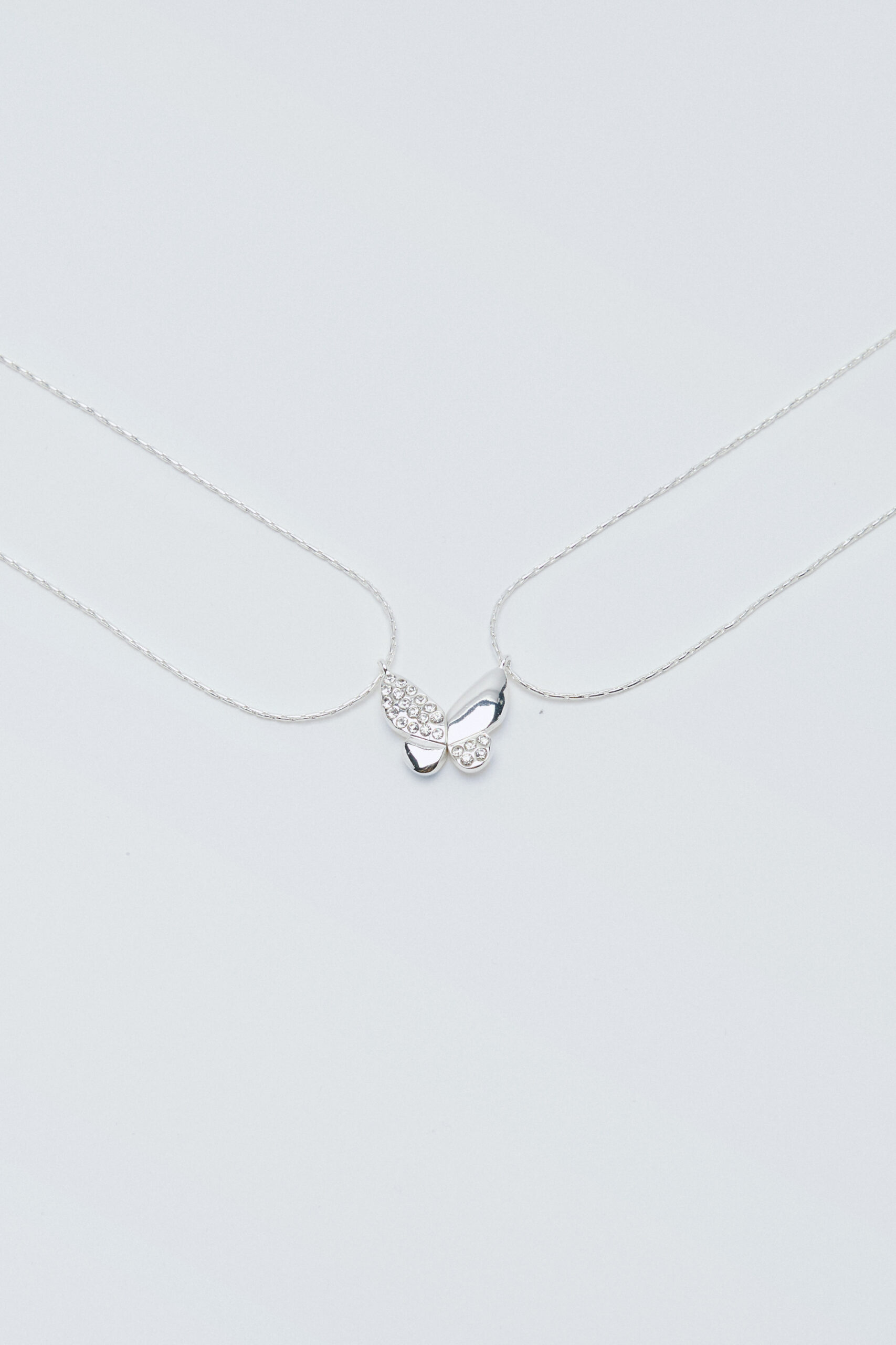 Silver Plated Butterfly Friendship Necklace Set