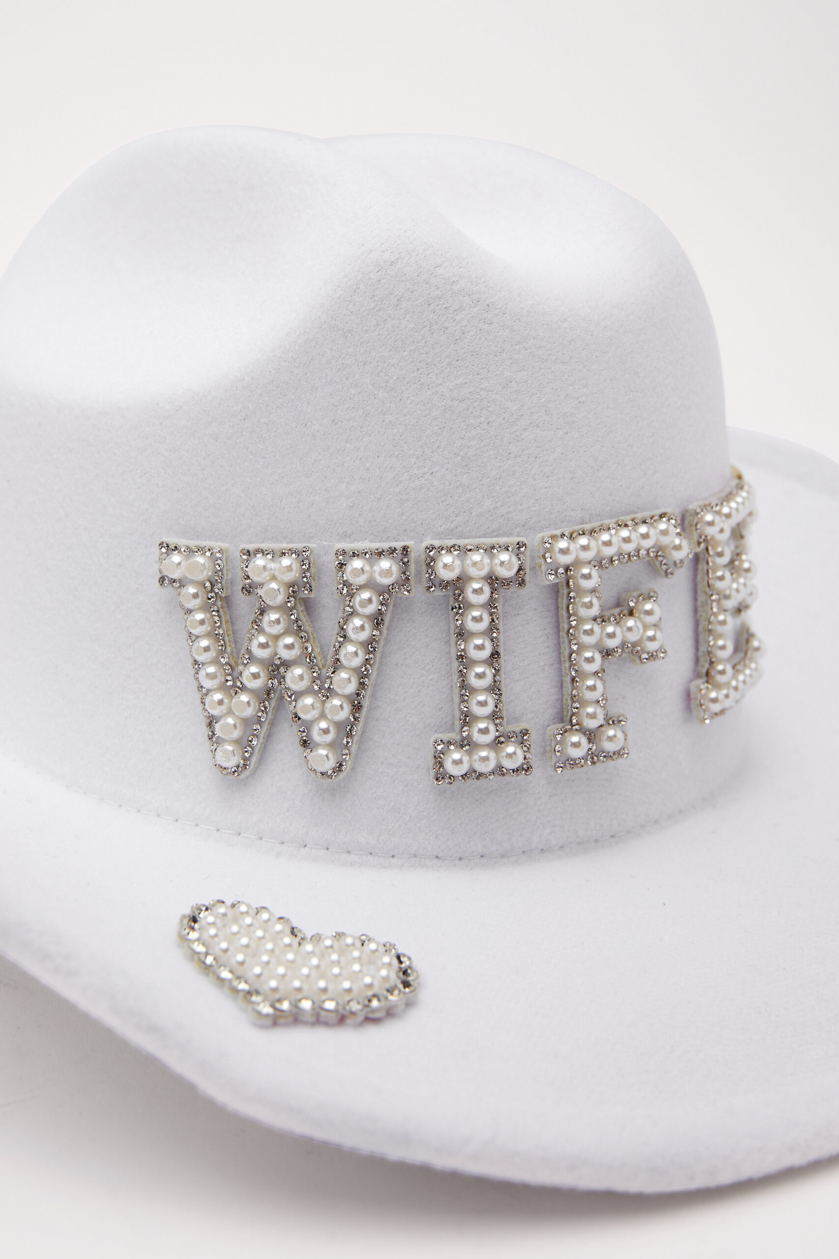 Wifey Pearl Trim Cowboy Hat