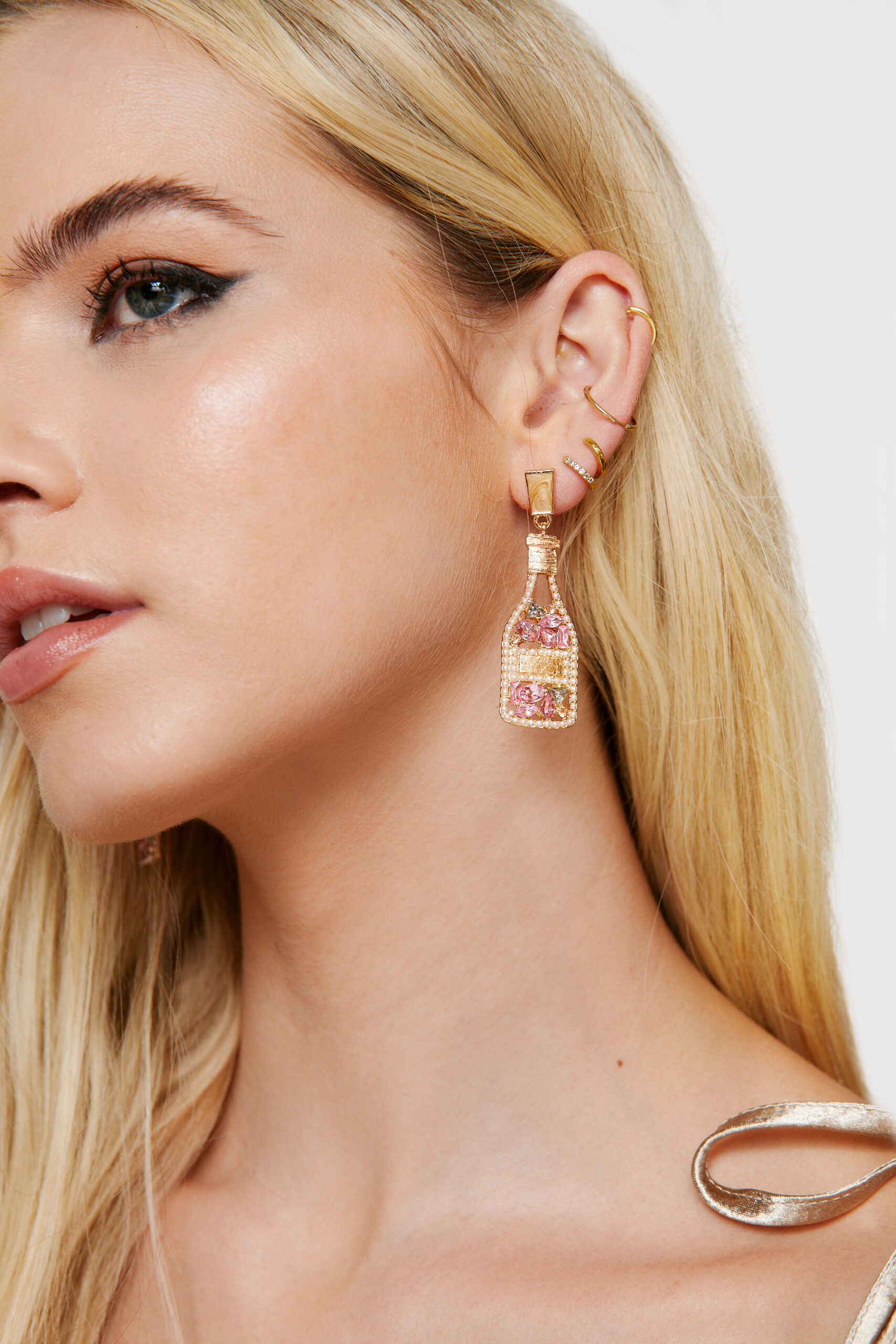 Diamante Embellished Bottle Drop Earrings