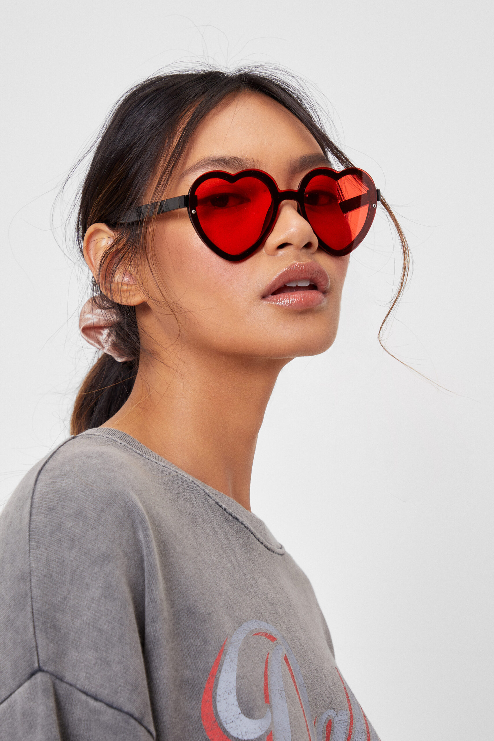 Groovy Times Oversized Tinted Heart Glasses