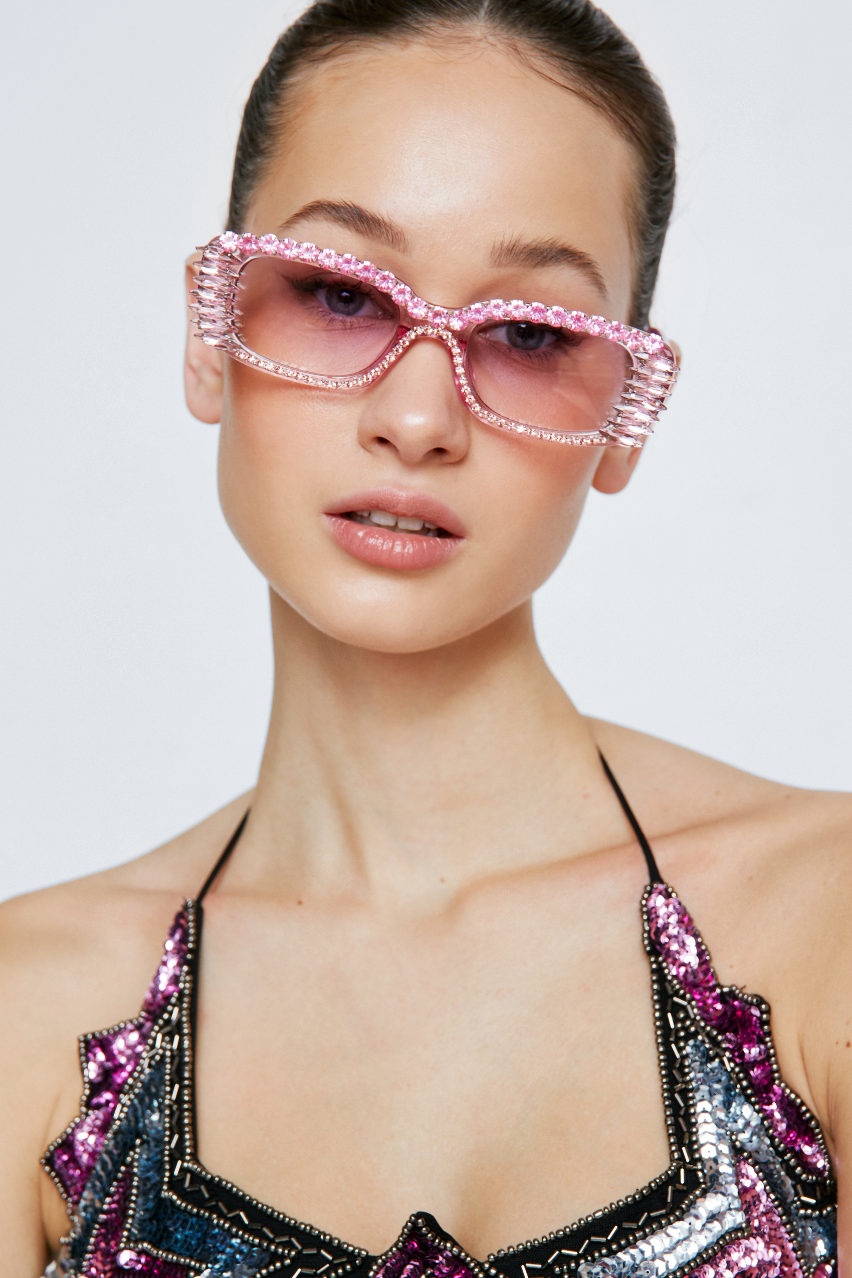 Embellished Rectangle Sunglasses