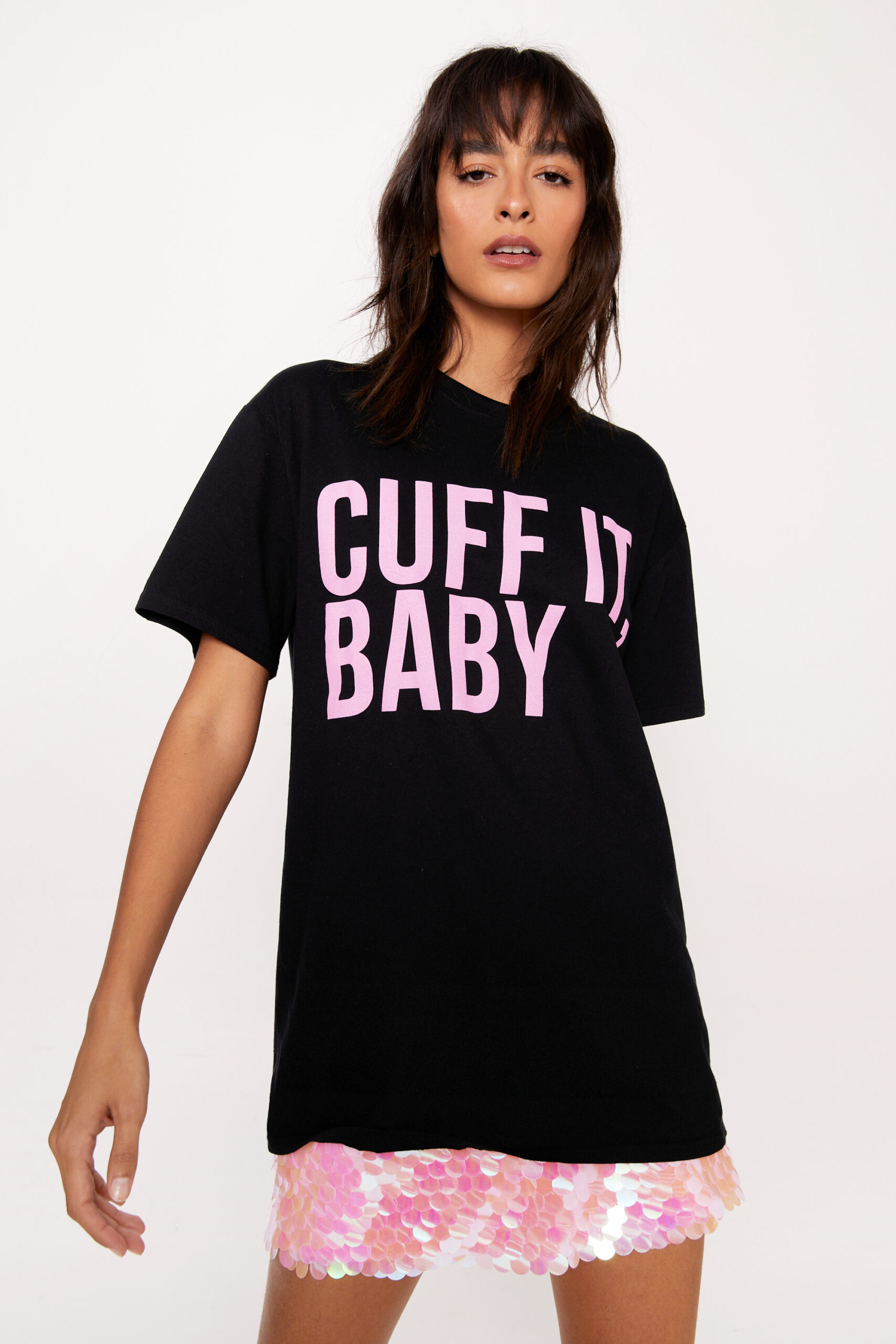 Cuff It Oversized Slogan Graphic T-Shirt