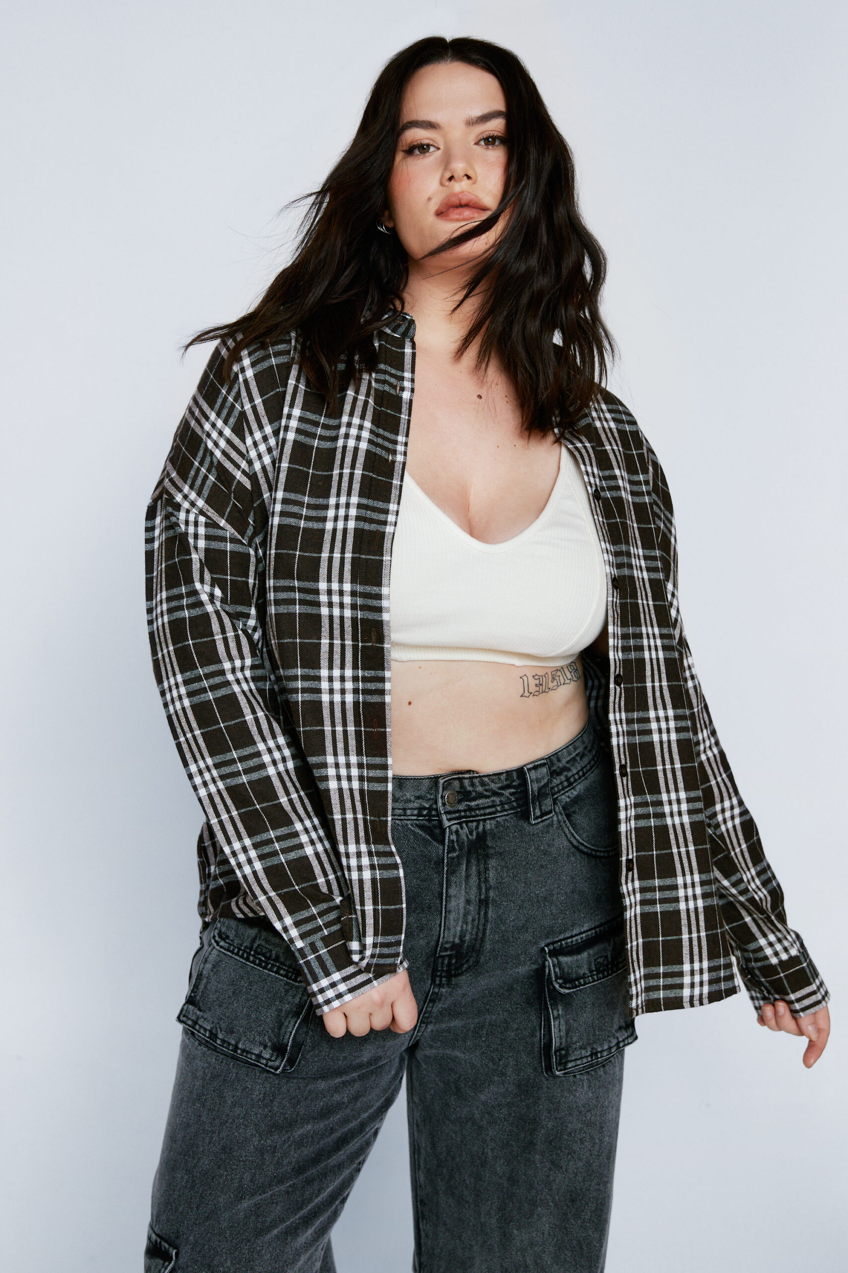 Plus Size Checked Relaxed Shirt