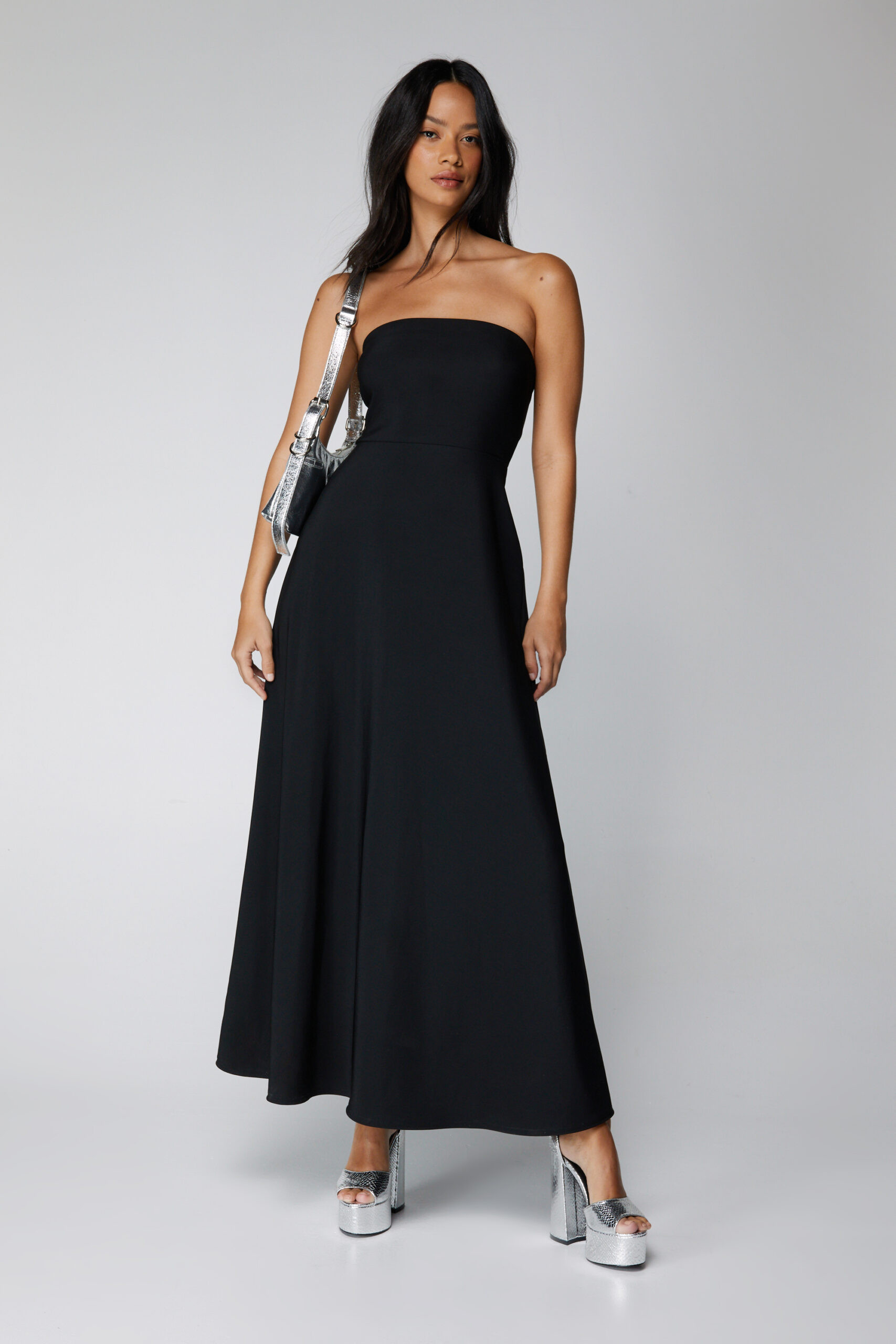 Simple A-Line Satin Black Long Prom Dress, Black Long Evening Dress – toptby