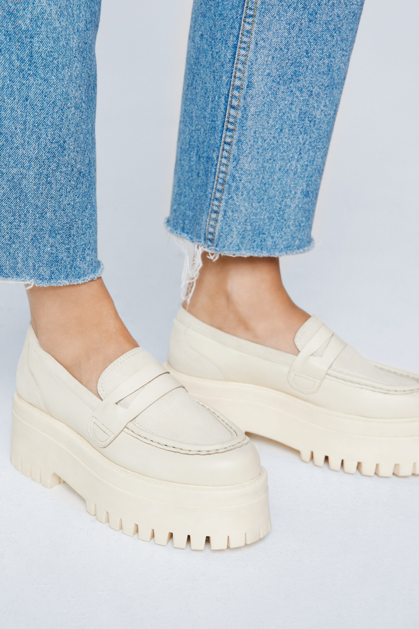 Leather And Suede Mix Chunky Loafers