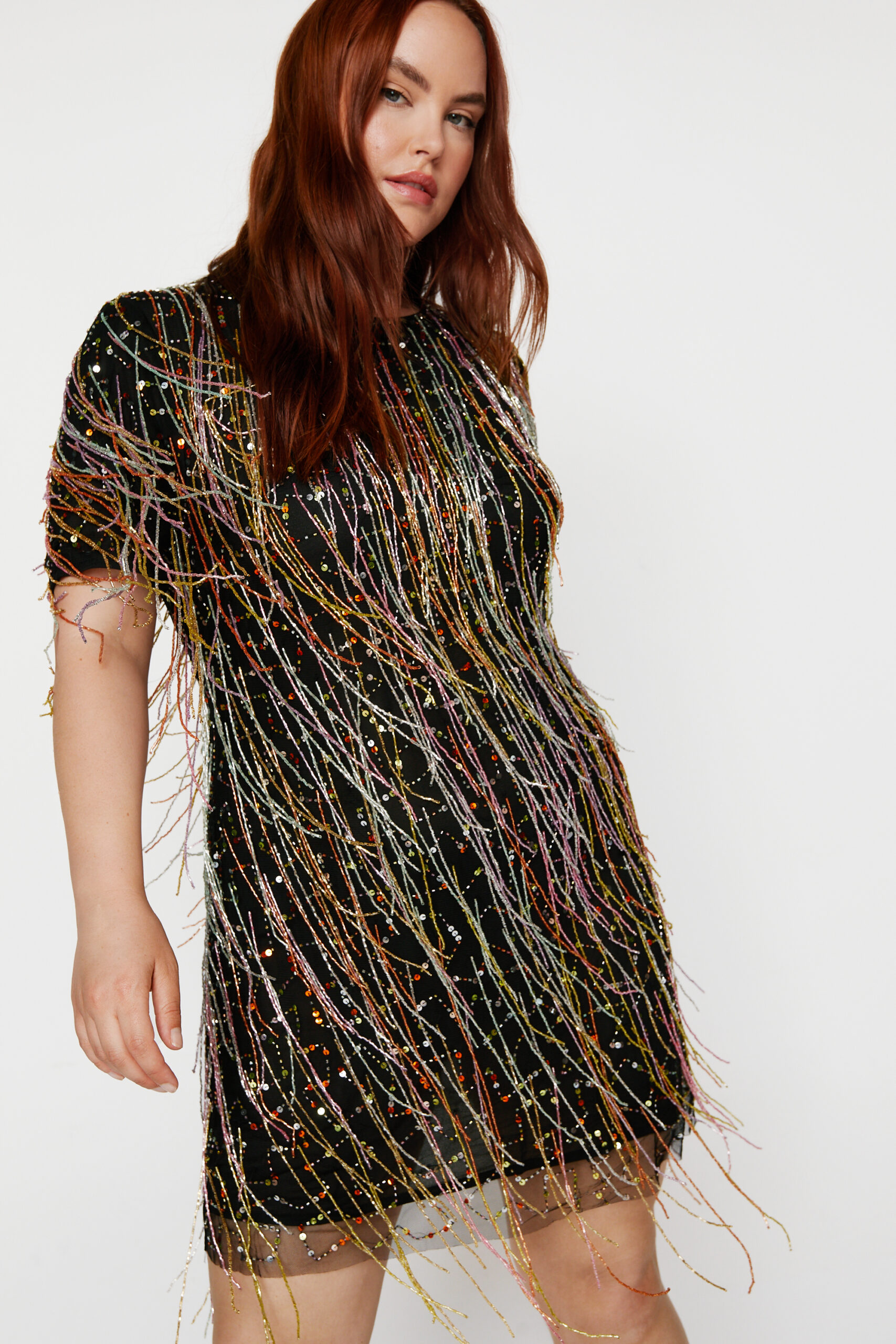 Cluster Sequin Slouch Shift Dress