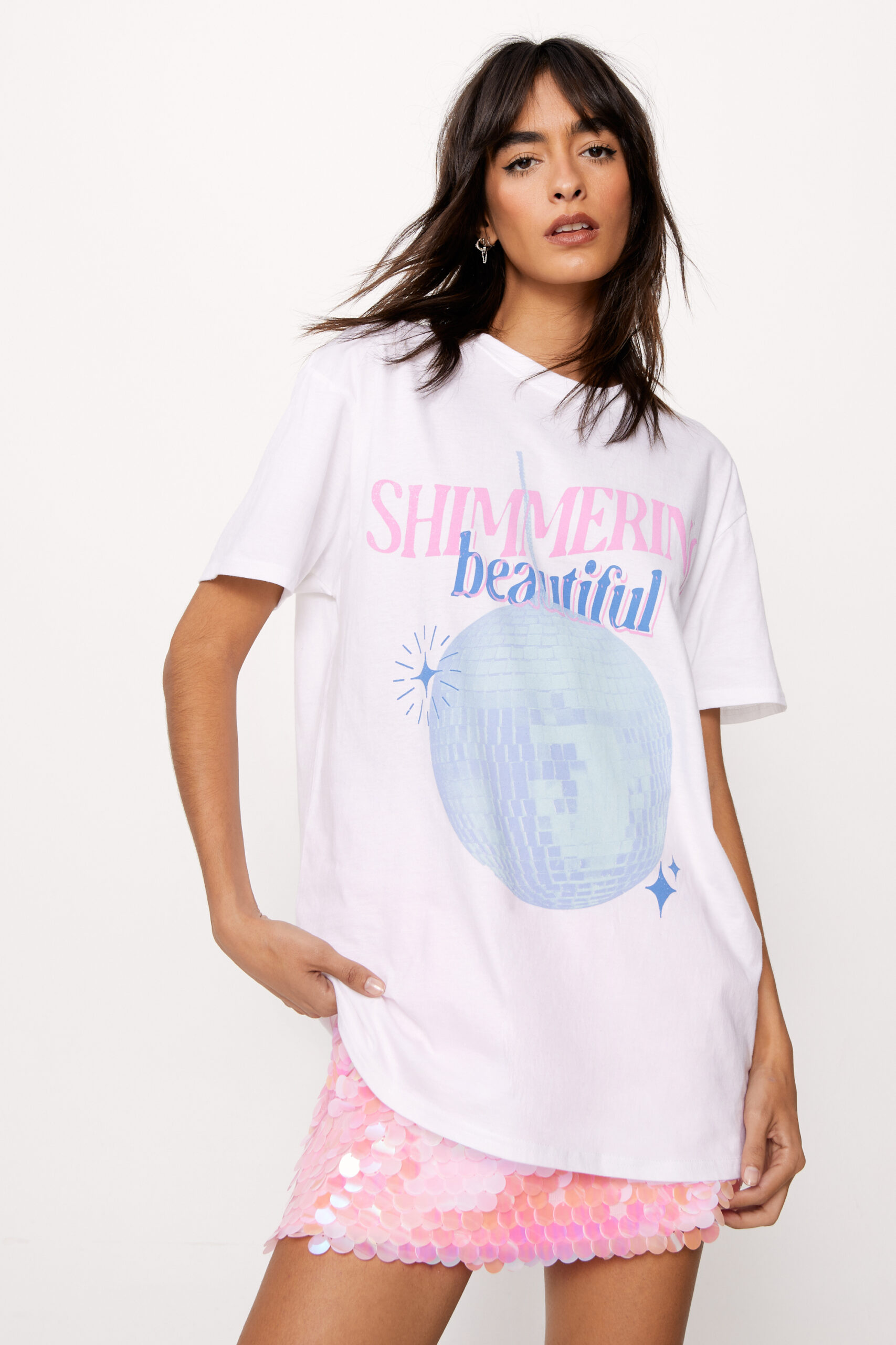 Shimmering Beautiful Graphic Oversized T-Shirt