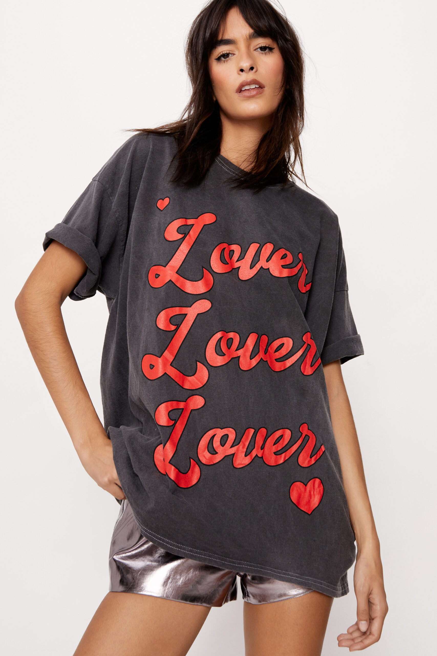 Lover Graphic Washed Oversized T-Shirt