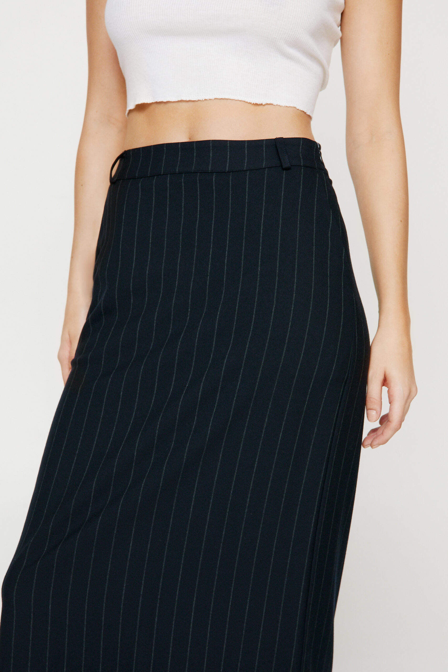 Tailored Pinstripe Maxi Skirt