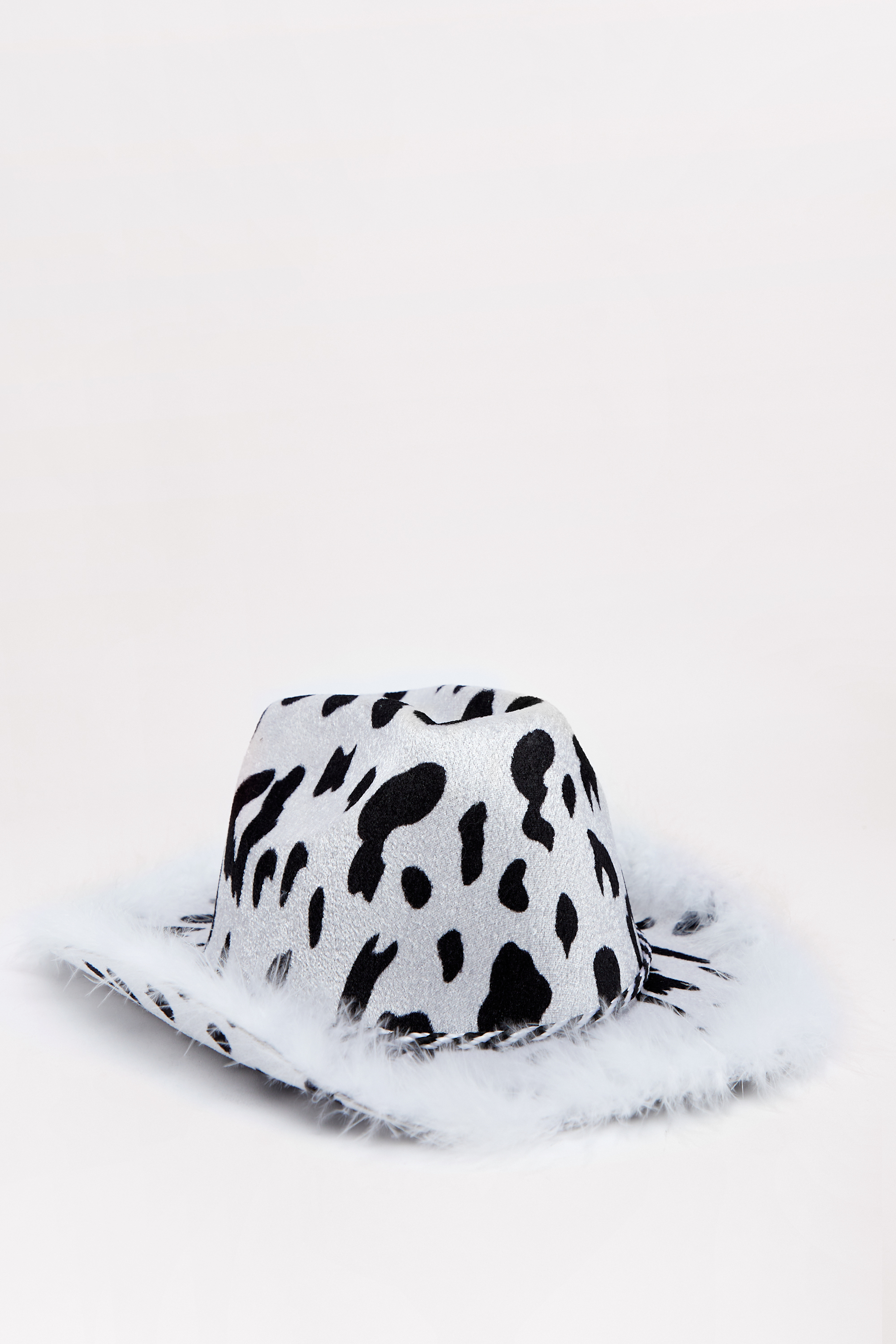 Cow Print Feather Cowboy Hat