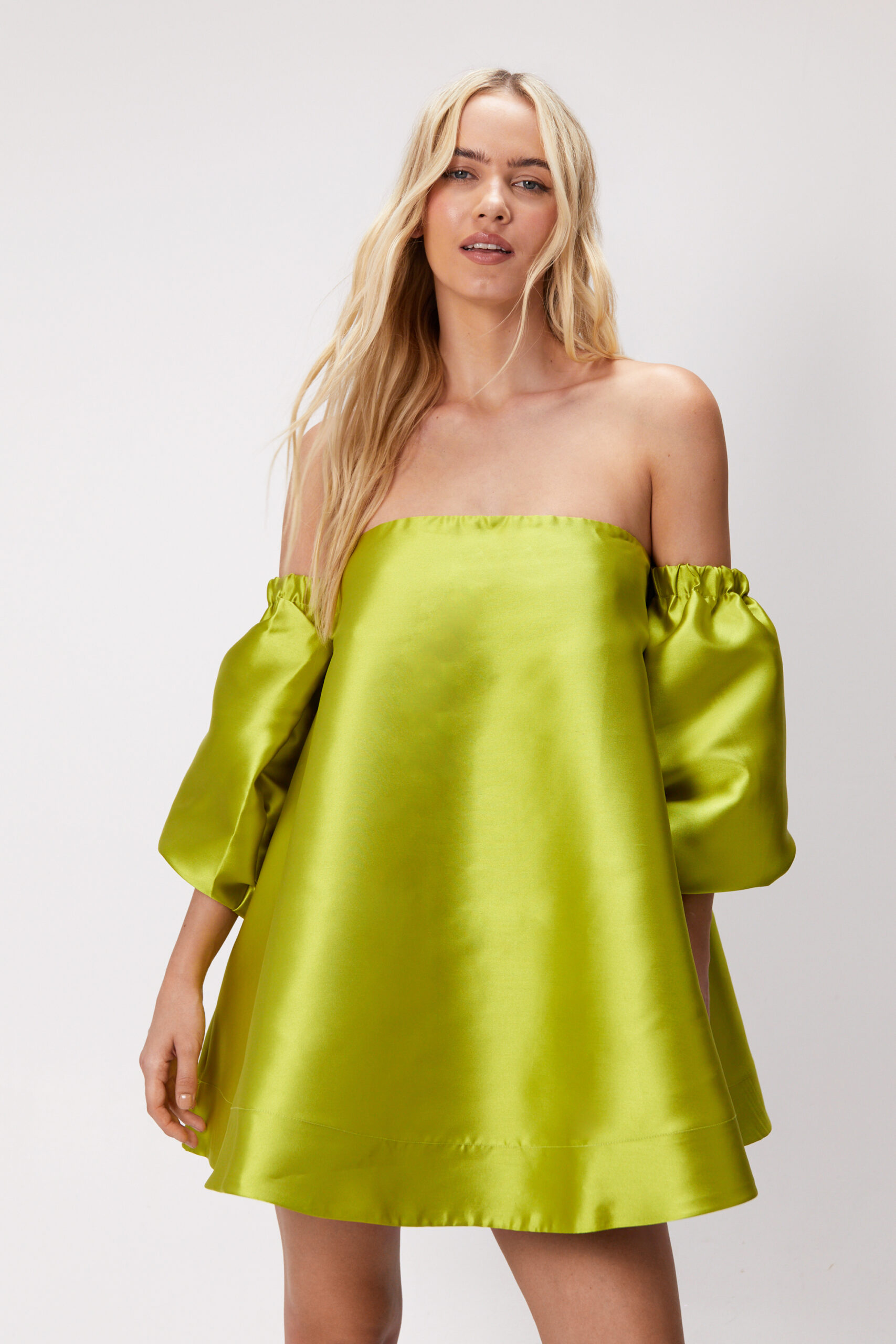 Structured Off The Shoulder Puff Sleeve Mini Prom Dress
