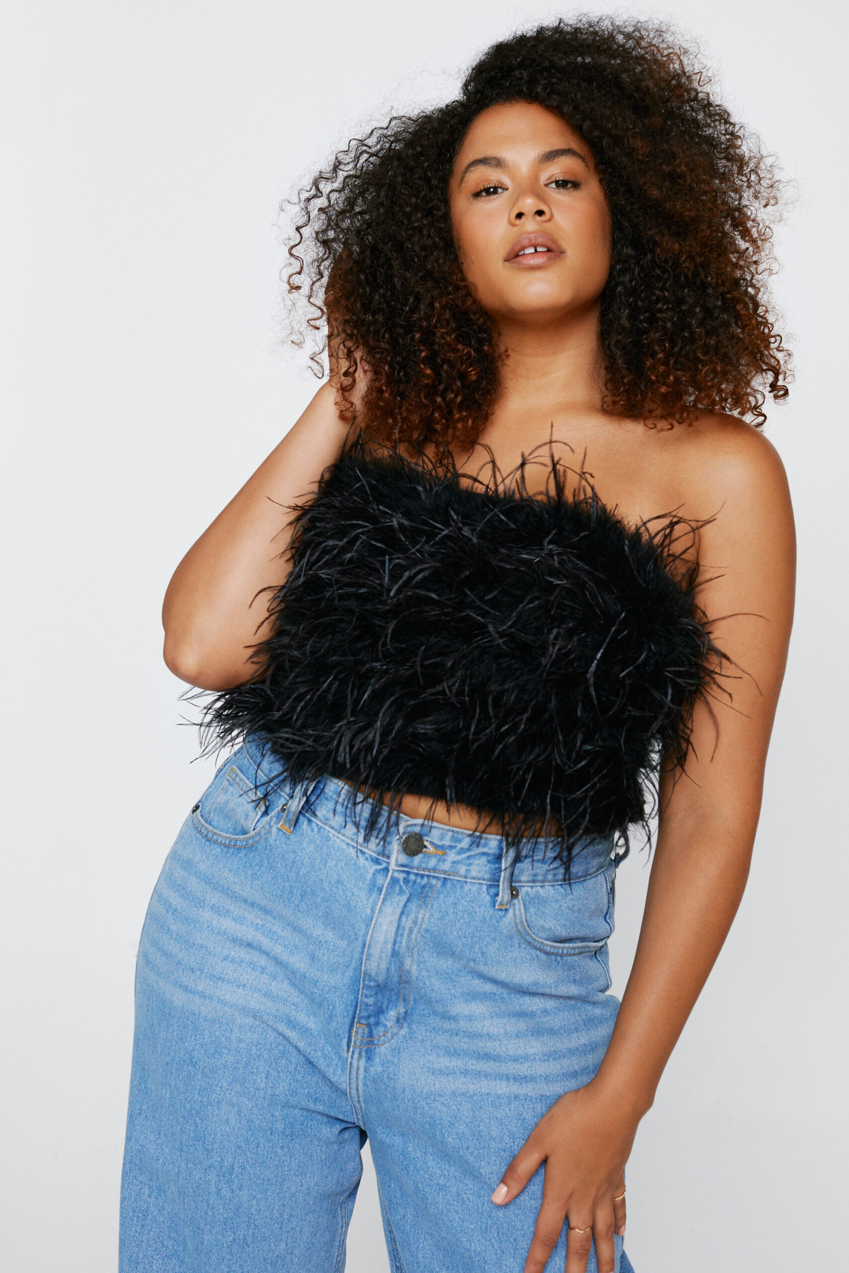 Plus Size Feather Tube Top