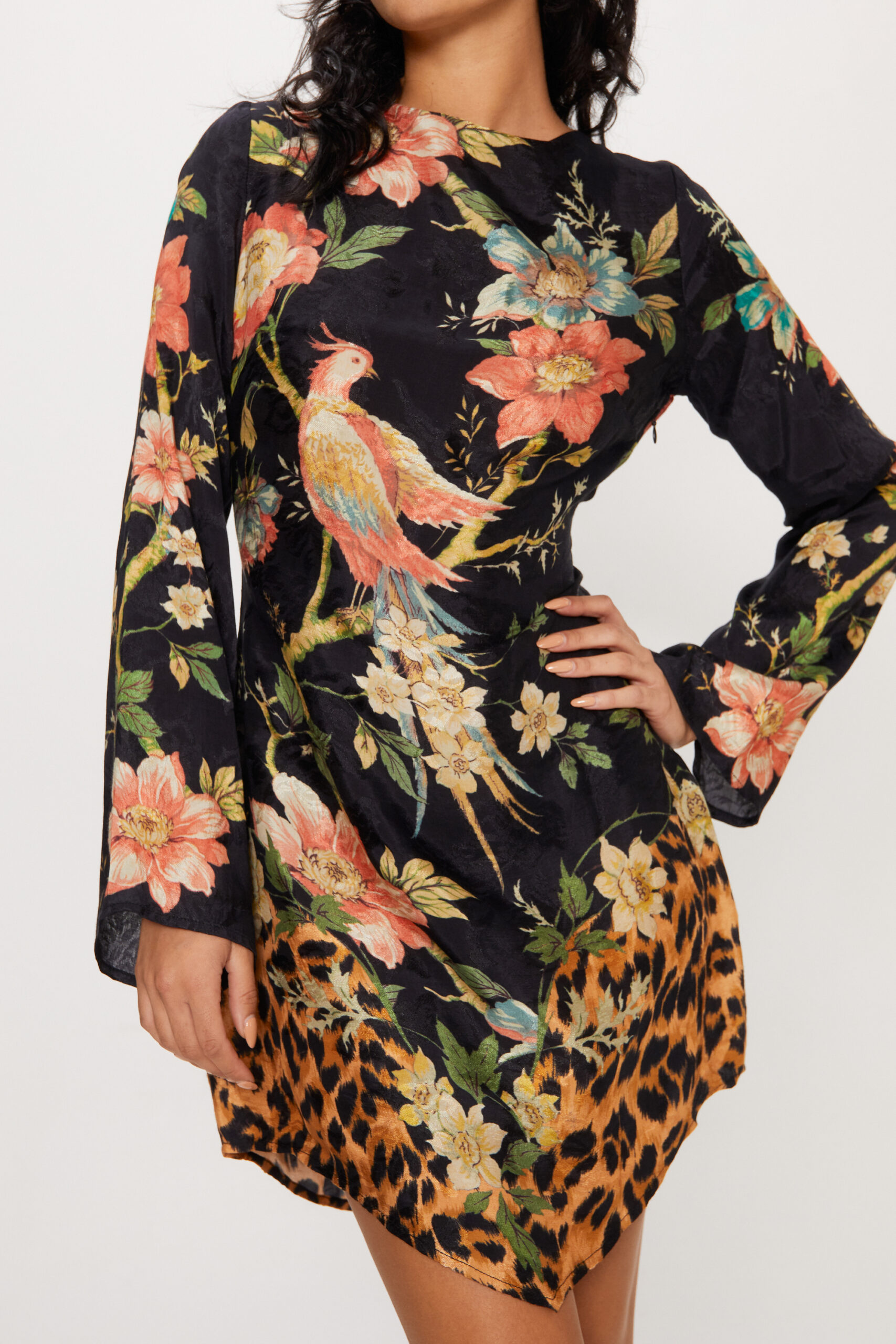 Floral Placement Printed Mini Dress