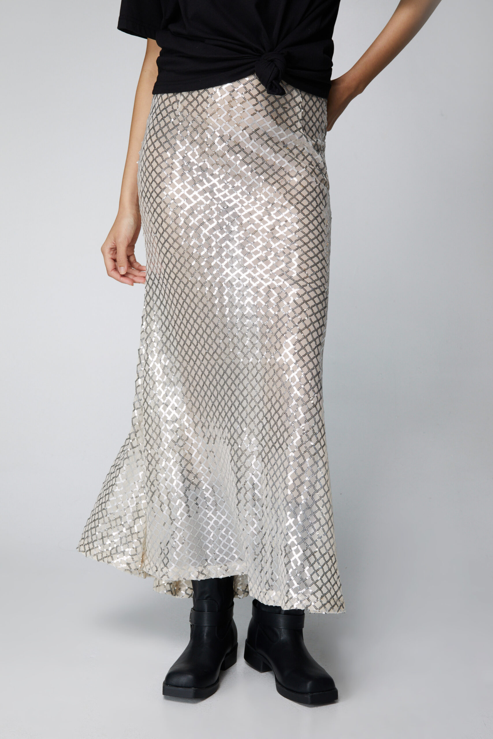 Sequin Fishtail Maxi Skirt