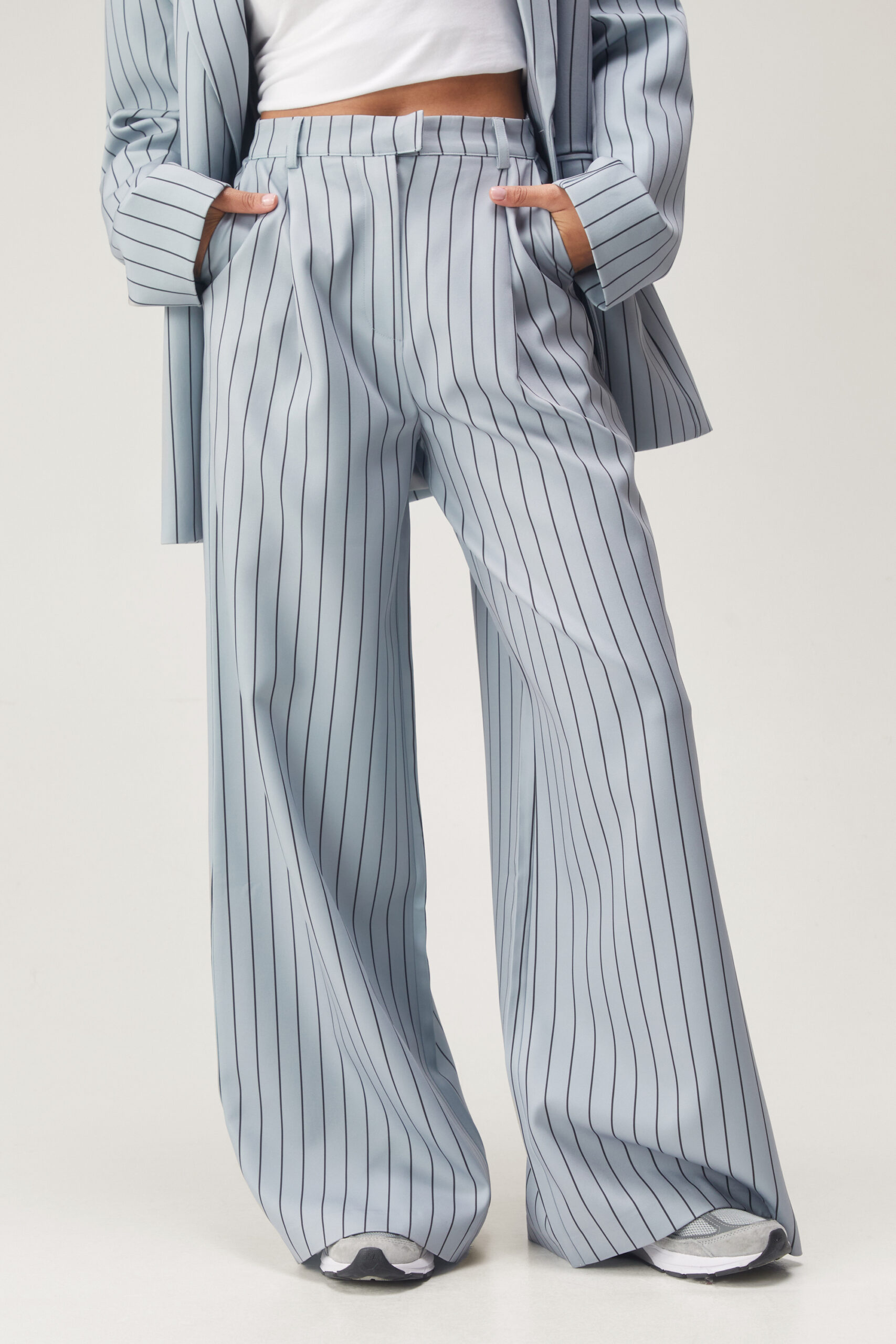 Premium Stripe Tailored Wide Leg Pants