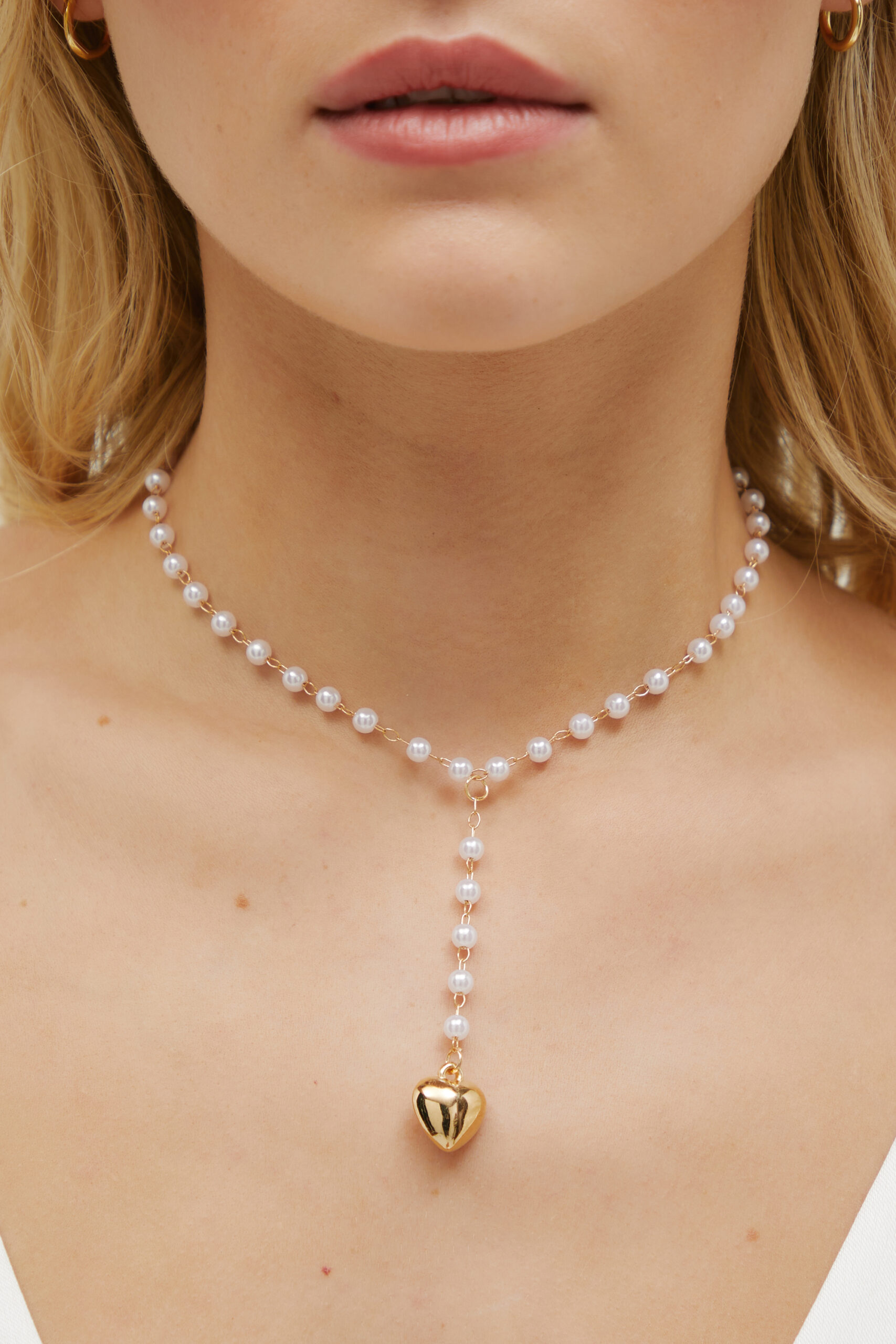Pearl Heart Droplet Necklace