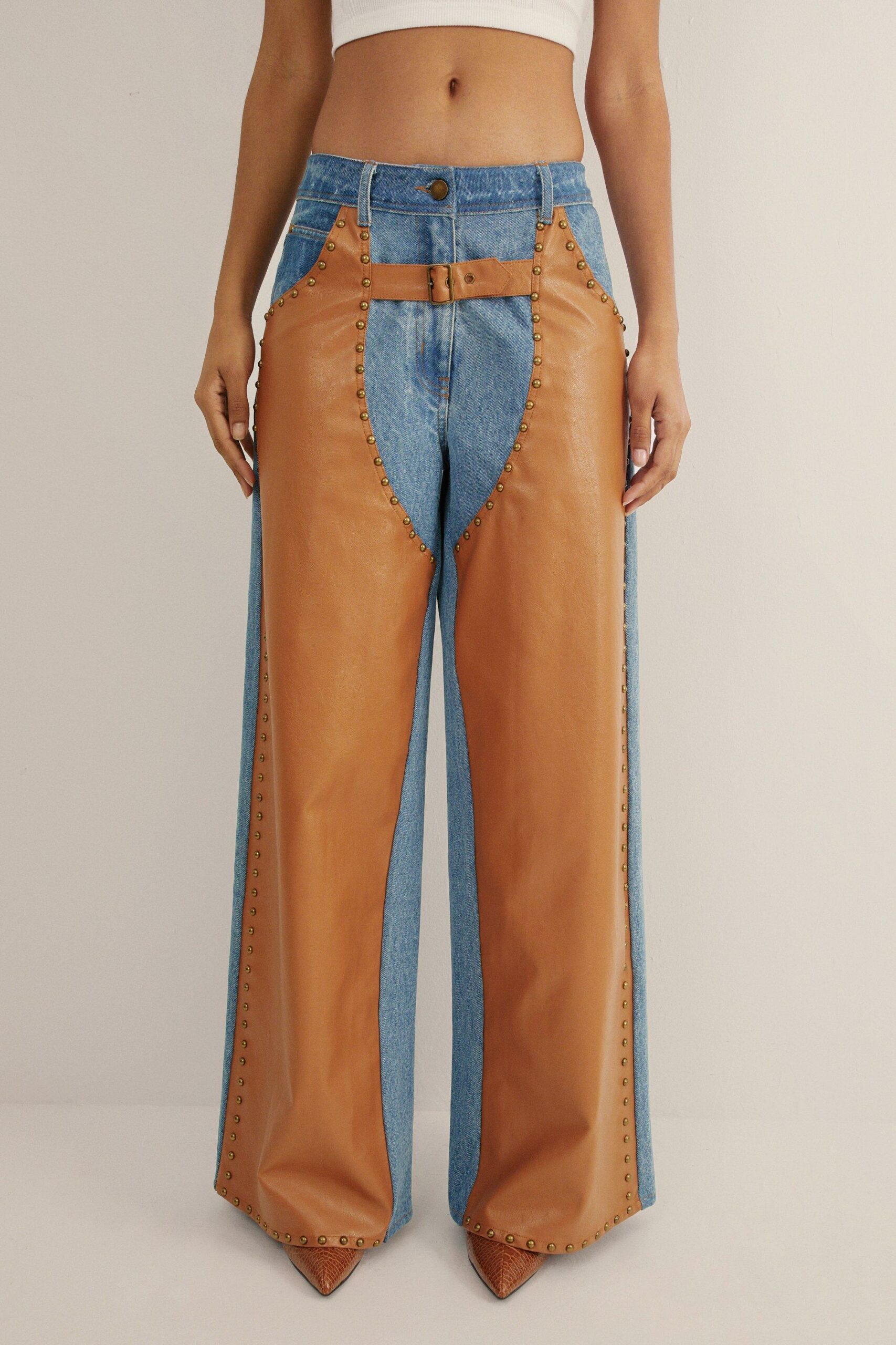 Denim Pu Mix Chaps