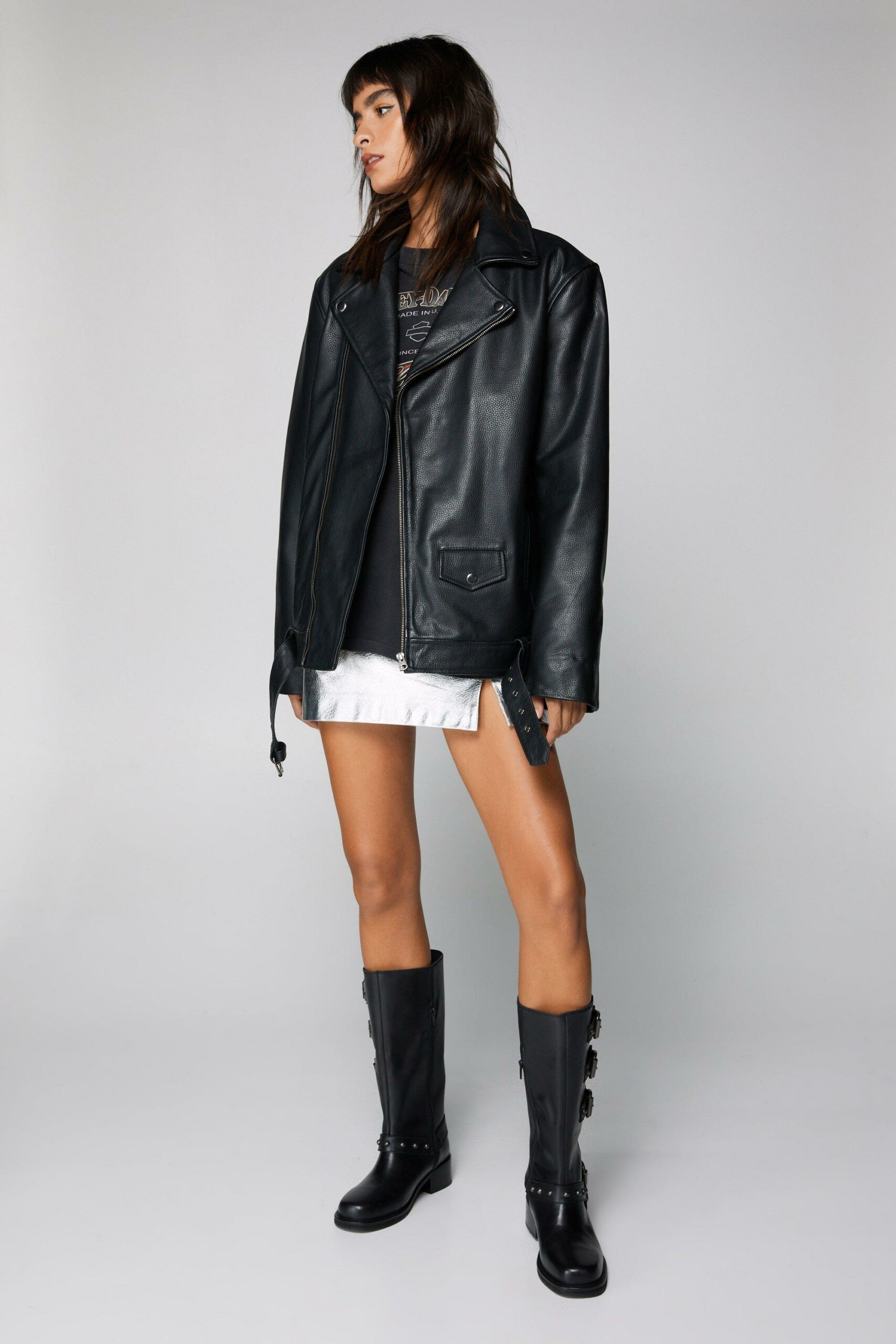 Real Leather Boyfriend Biker Jacket