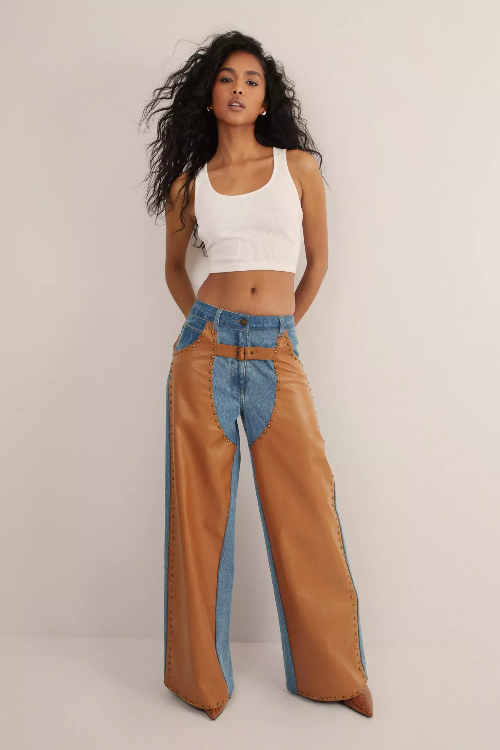 Denim Pu Mix Chaps