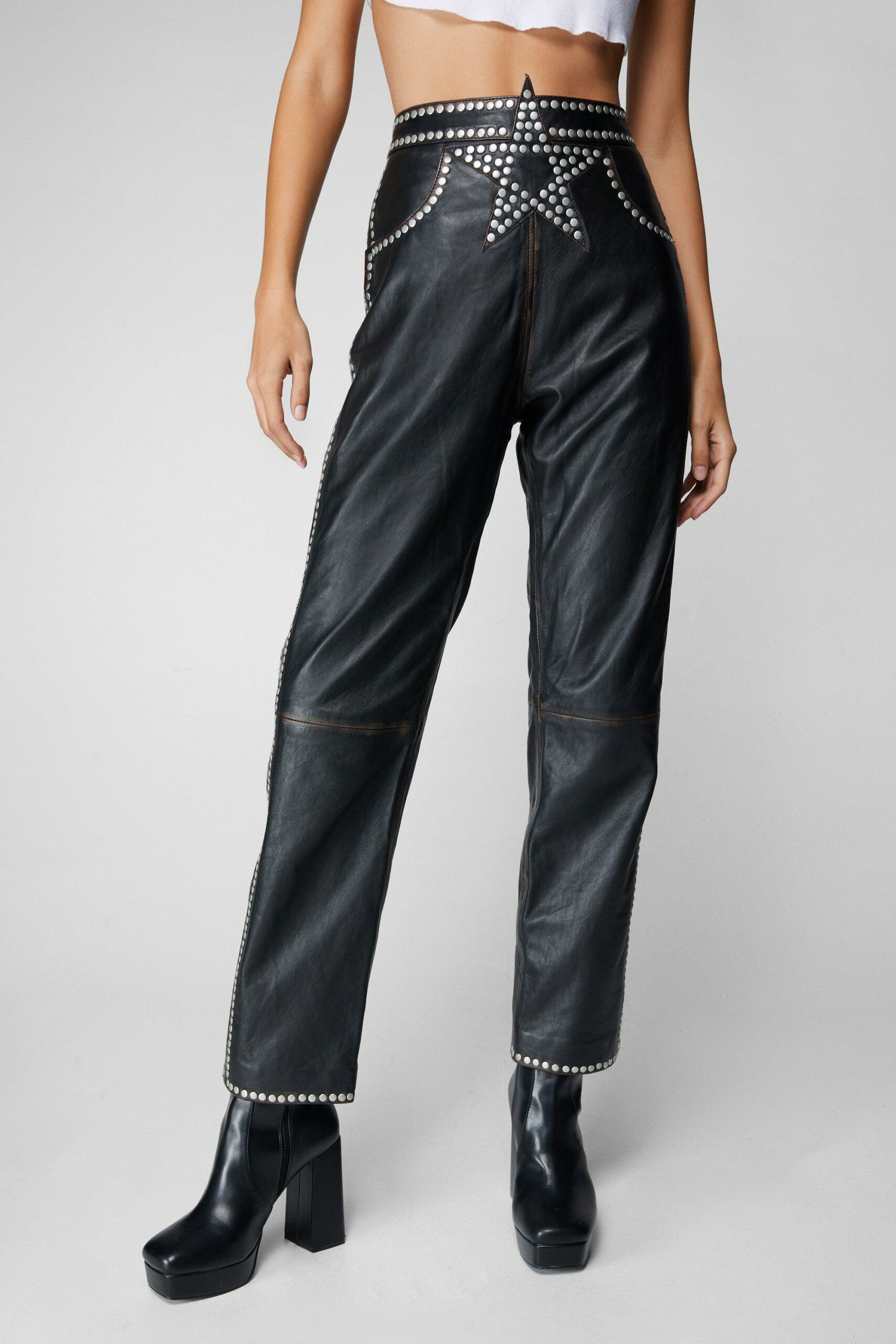 Premium Real Leather Studded Pants