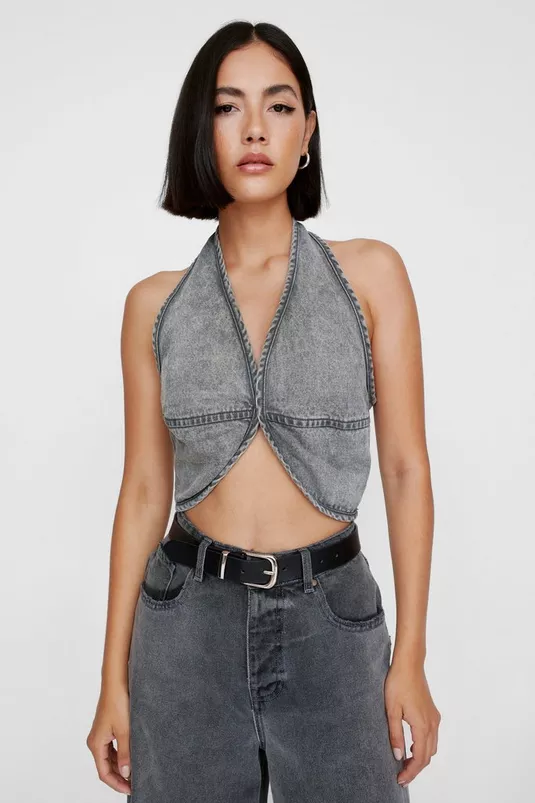 Denim Halterneck Top