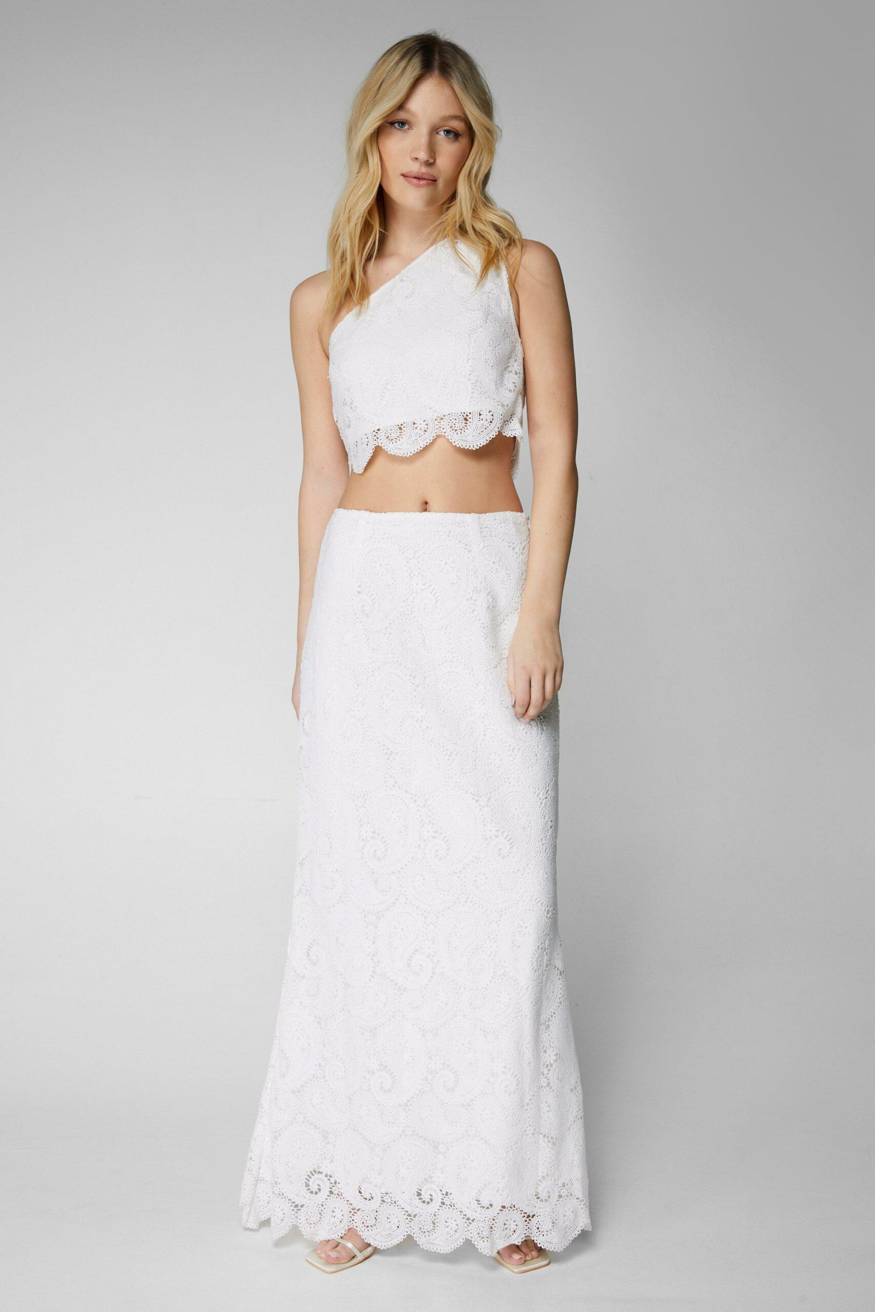 Lace One Shoulder Crop Top