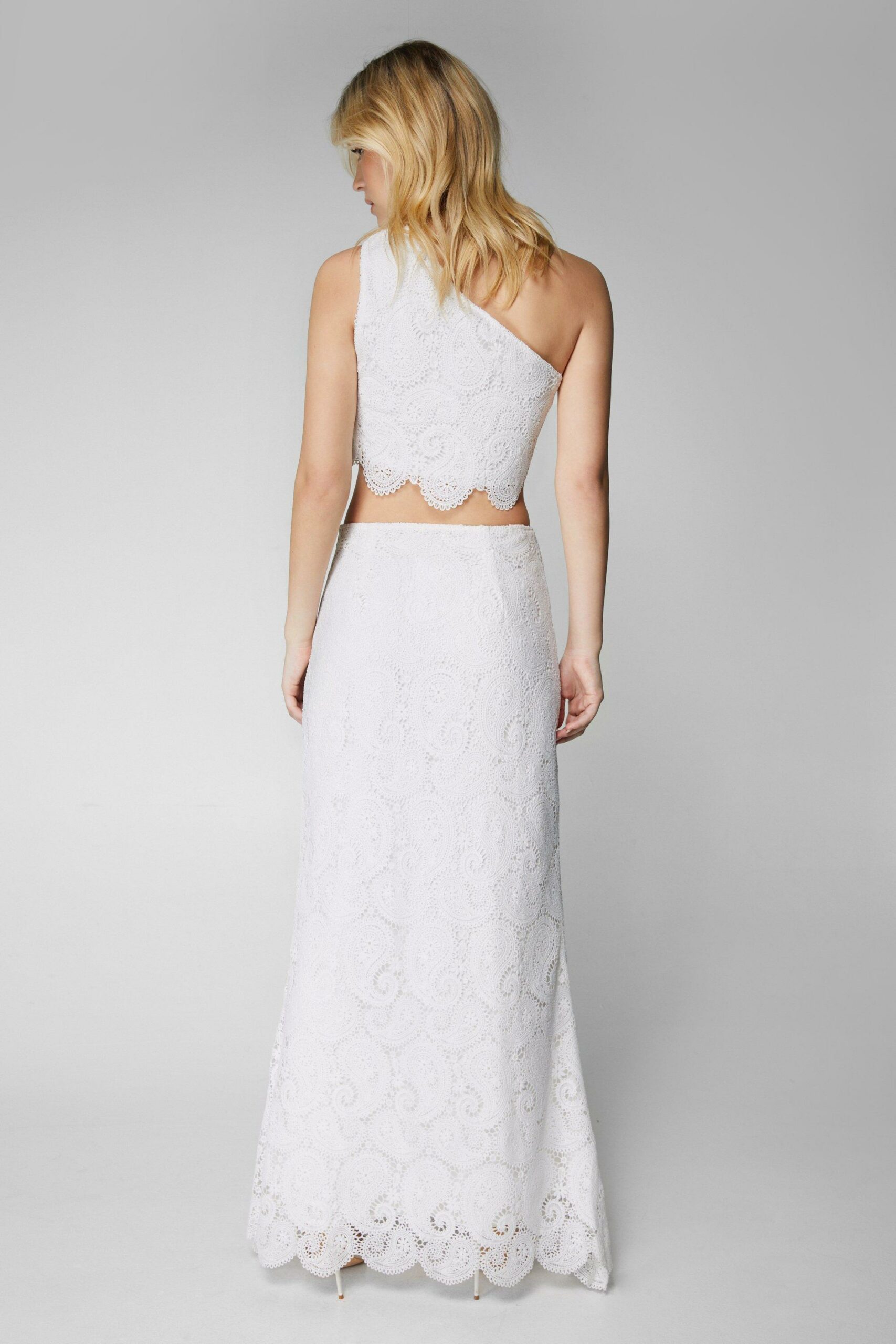 Lace Paisley High Waist Maxi Skirt