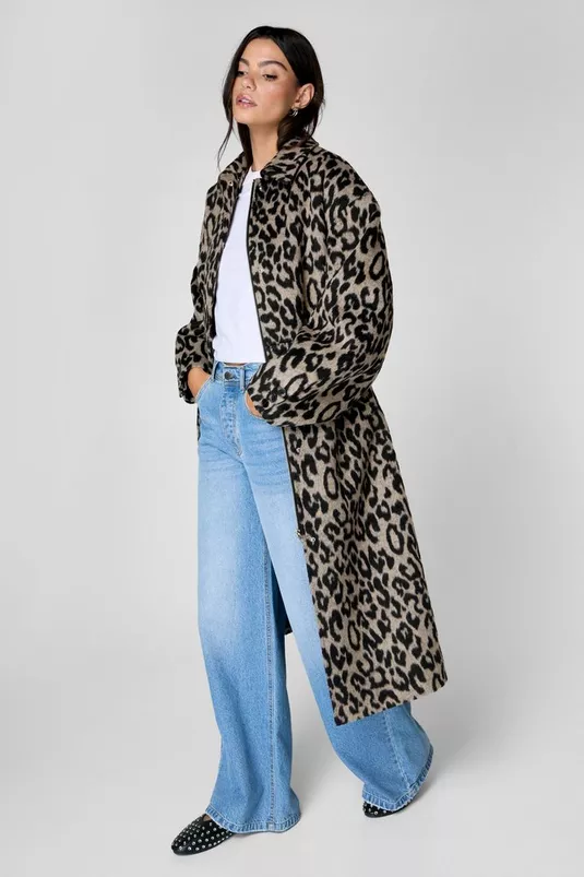 Wool Blend Animal Tailored Coat